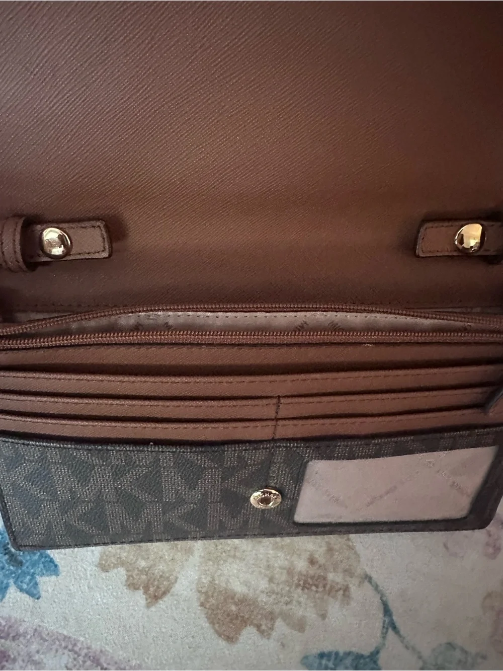 EUC- Michael Kors Brown MK Logo Crossbody Bag with Gold Hardware